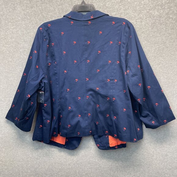 Modcloth‎ Embroidered Blazer Jacket Womens Plus 28 Navy Blue Umbrellas Novelty - Picture 6 of 14